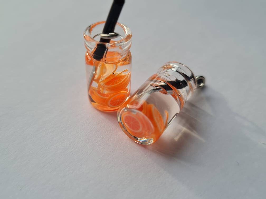 Orange Juice Drink Dangle Earrings Etsy