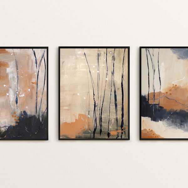 Abstract Painting Blue Rust Etsy