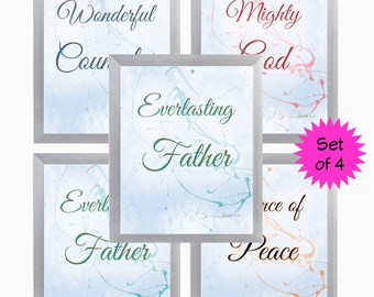 Mighty God, Wonderful Counselor, Everlasting Father, Prince of Peace - PRINTABLE ART Digital DOWNLOAD Wall Art Home Decor Bible Verse