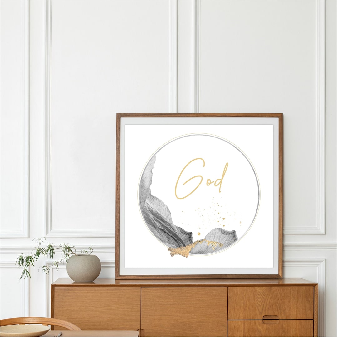 Printed God GOD • Inspirational Wall Art Home Decor • Christian Strength, Faith ...