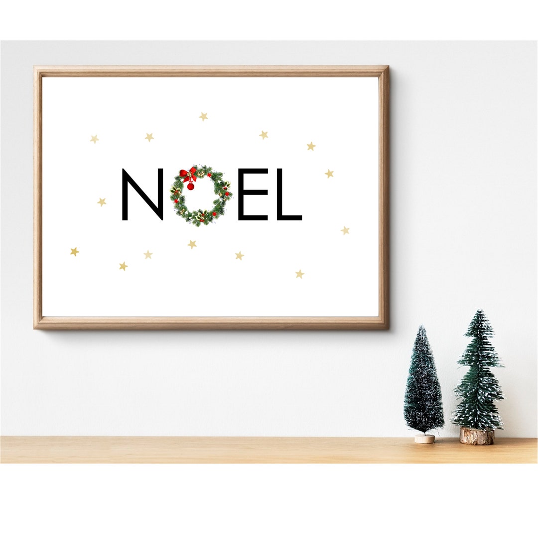 NOEL Christian Christmas Wall Art Decor. Christmas Gift. Wreath