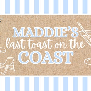 Last Toast on the Coast | Hand Painted Paper Banner, Celebrating Bachelorette Weekend, Personalized Banner