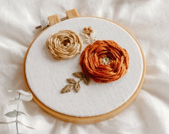 Terra roses bouquet -embroidery pattern - 4 inches hoop - youtube tutorial