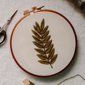 Olive Leaf Embroidery Pattern PDF PATTERN 6inch hoop image 1