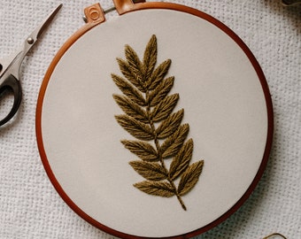 Olive Leaf  Embroidery Pattern - PDF PATTERN - 6inch hoop