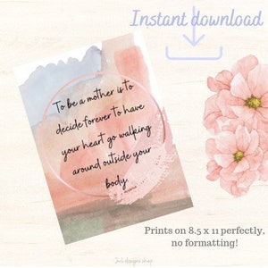 Printable Mother’s Day Card, Mother’s Day Quote, Blank Card, Card for Mother’s Day, Card for Mom-to-be, Cards for Moms, digital Download for