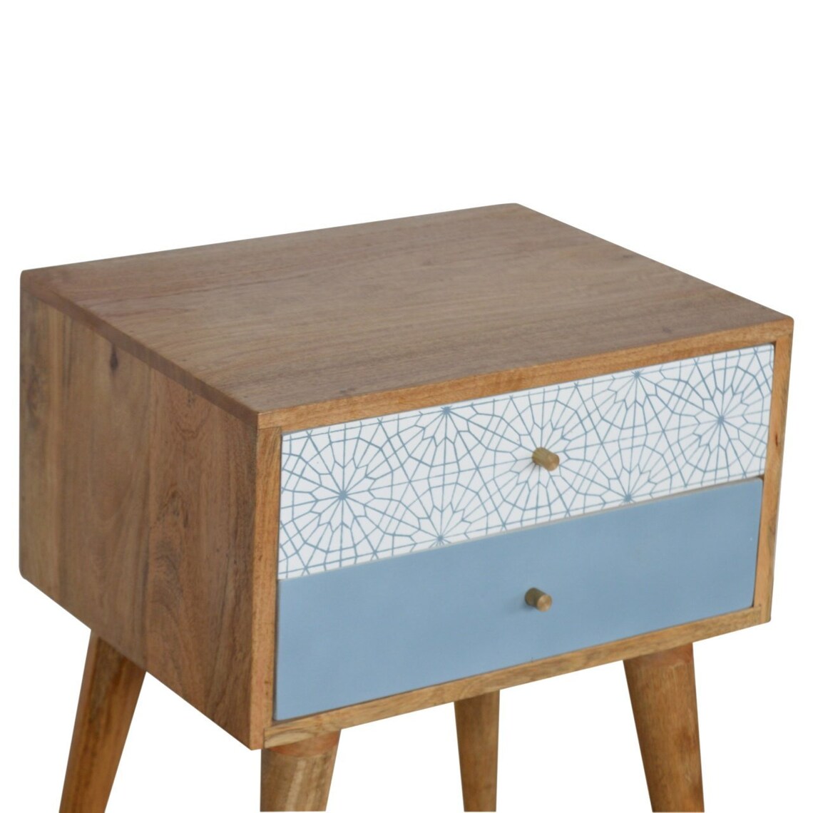 Bedside Table Blue Patterned Bedside Nightstand Side Table Etsy