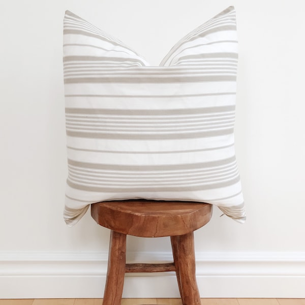 The Kelsey l White Stripe Pillow Cover l Throw Pillow l White and Cream Home Decor l Neutral Pillow Cover