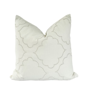 The Lux l Embroidered Throw Pillow l Neutral Pillow Cover l Transitional Home Decor l Pillow Cover l Accent Pillow