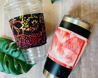 Large Insulated Cup Sleeve, Handmade Drink Sleeve
