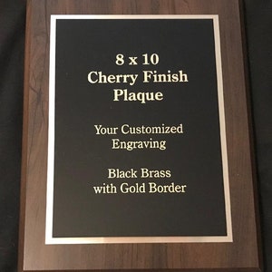 8 x 10 Cherry Finish Plaque