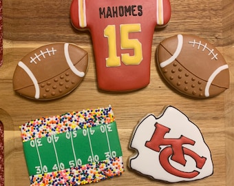 Decorated Kansas City Chiefs Football Cookies