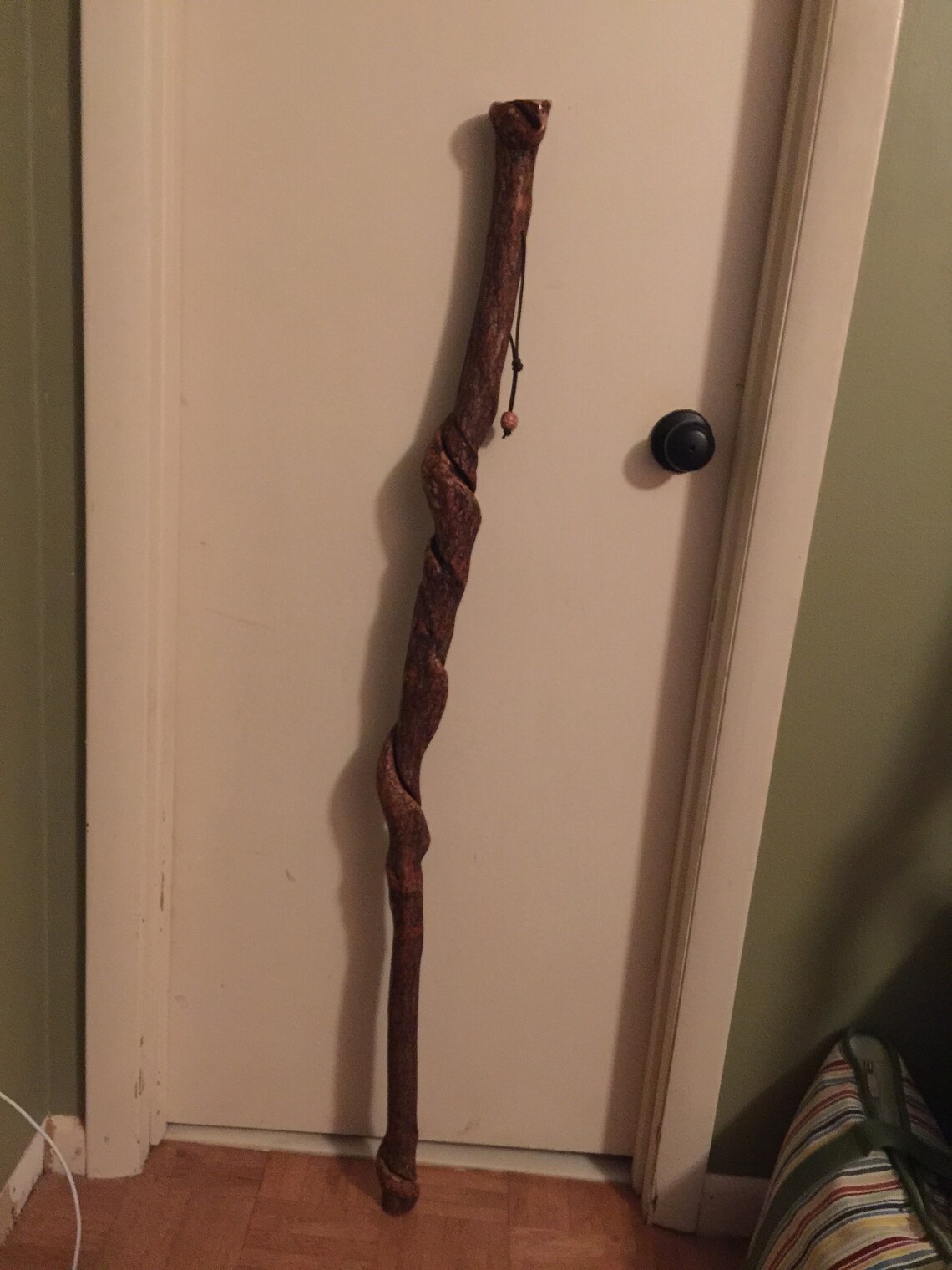 49 Natural Vine Twisted Walking/hiking Stick With Leather Lanyard and