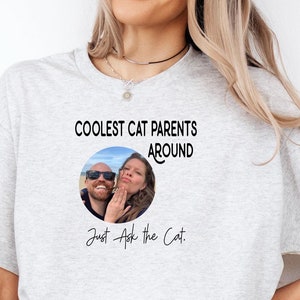 Customised T Shirts -Personalised photo Shirt Gift for Cat Lovers, Cute Kitten Mum Printed Tee for Cat Lady