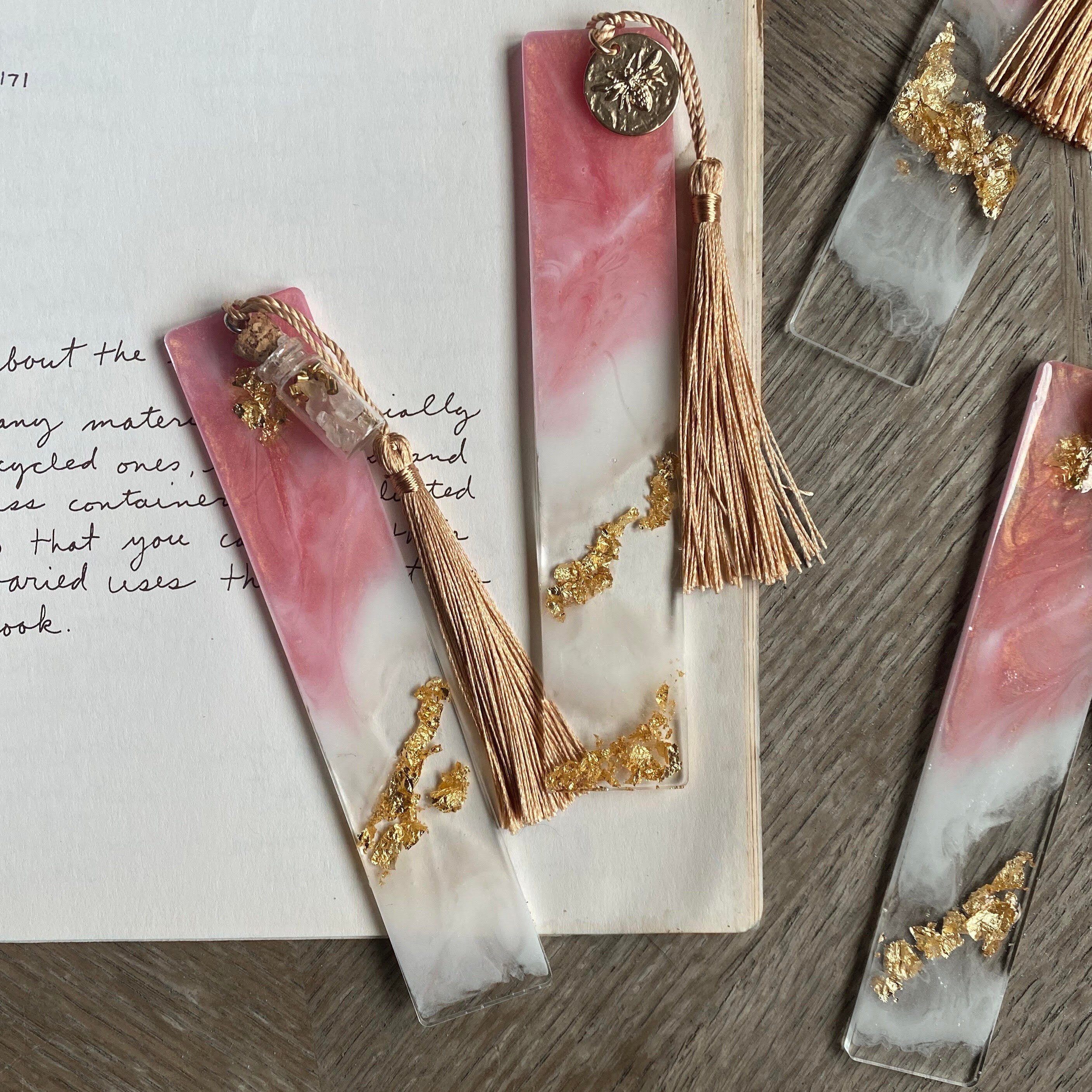 Handmade Resin Bookmark with Tassel Charm PINK Etsy
