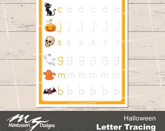 Halloween Letter Tracing • Fine Motor Skilss • Writing Skills • Montessori Printable • Educational PDF