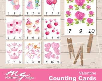 Valentine Counting Clip Cards • Montessori Math Printable (PDF Download)