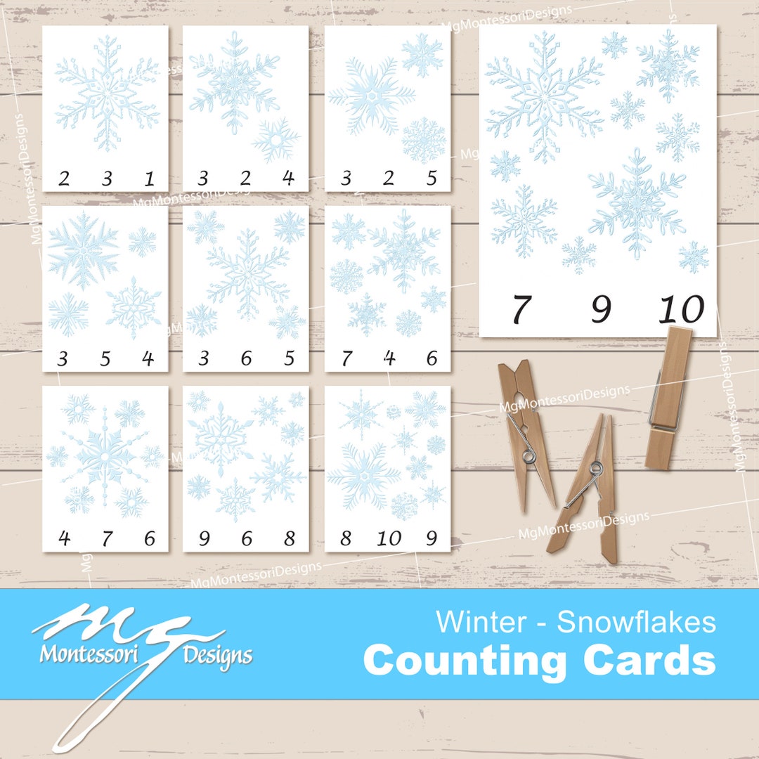 Snowflakes Counting Cards  Snowflakes Clip Cards winter