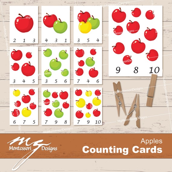 Apple Counting Cards Clip Cards Montessori Printables
