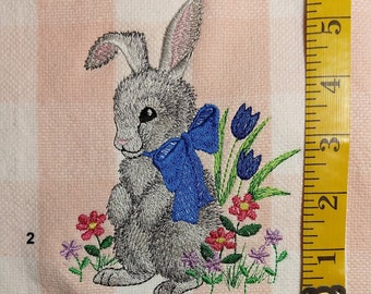 Easter Bunny Dish towel, Kitchen Towel, Embroidered Towel, Embroidered Towel