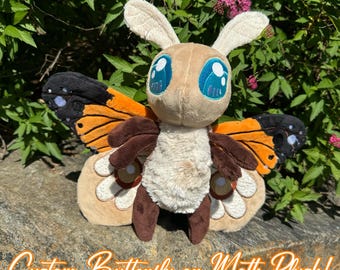 Custom Butterfly or Moth Plushie - 10” Standing or 8” Laying
