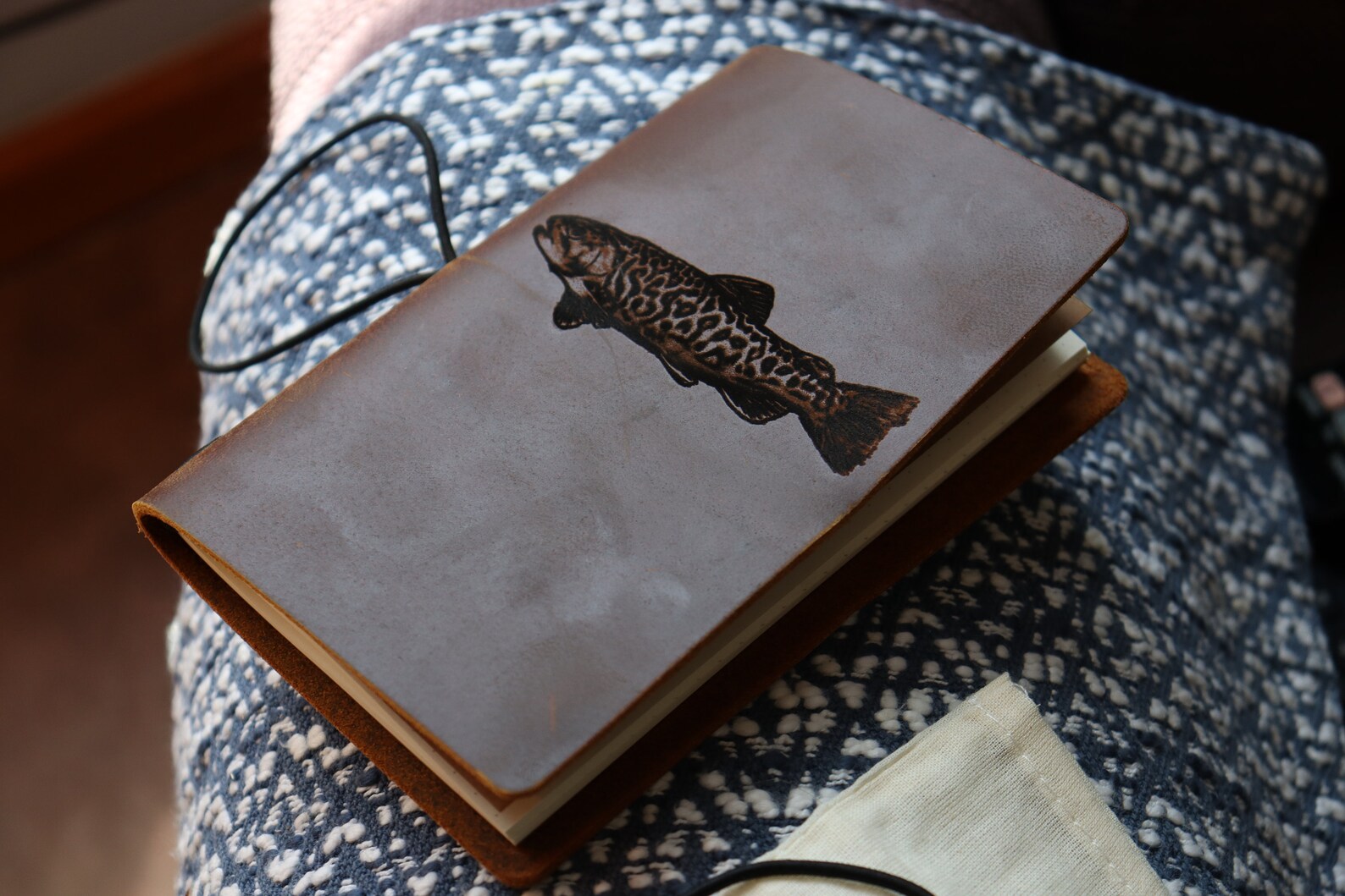 Engraved Tiger Trout Refillable Leather Fishing Journal Cover Etsy