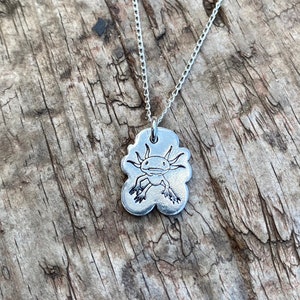 Axolotl gift, axolotl lovers necklace, Sterling silver chain, hand made jewellery, gift for her
