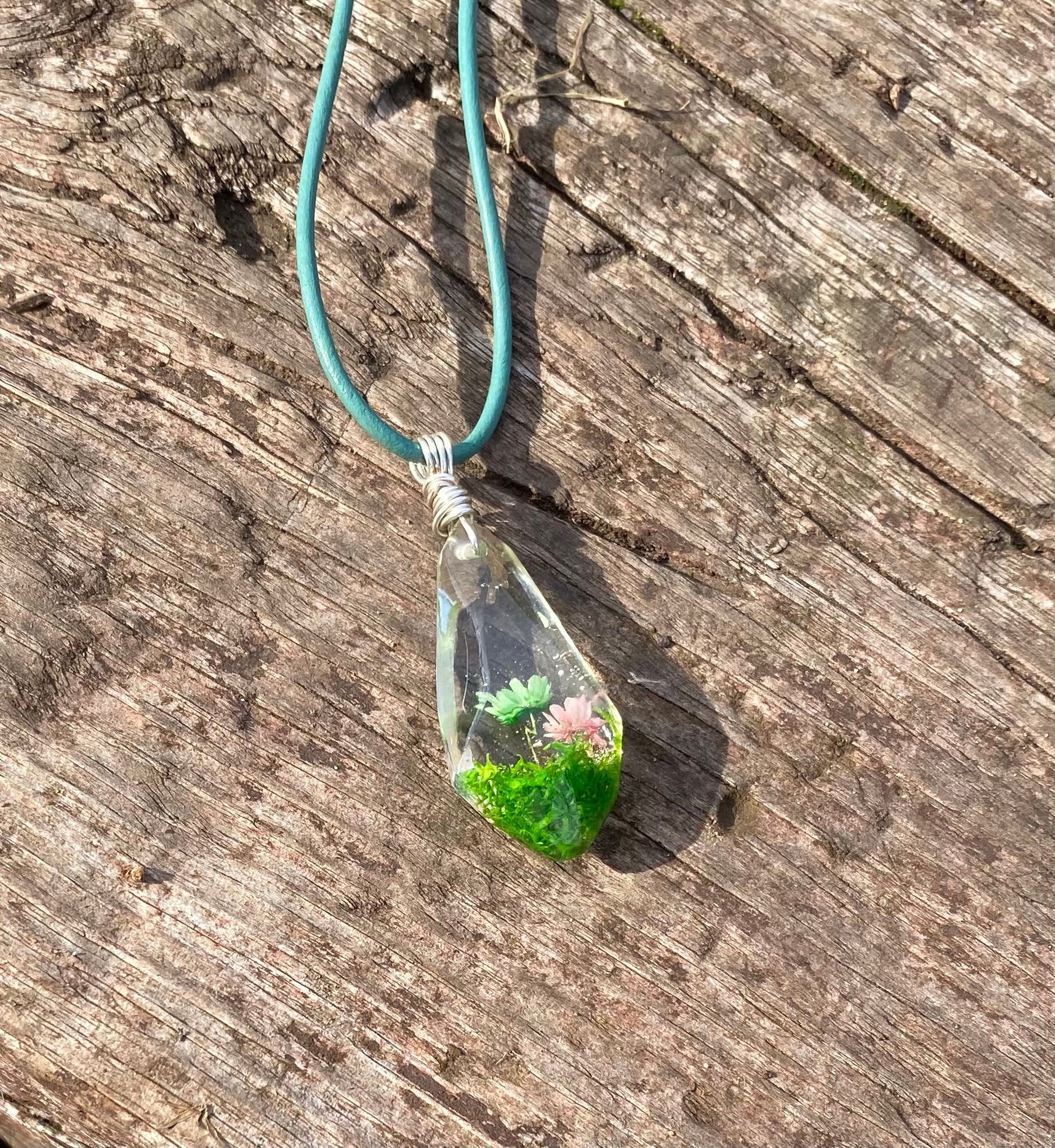 Flower Pendant, Pressed Flower Necklace, Sterling Silver