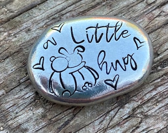 Handmade Pewter Pocket Pebble: Thinking of You Gift