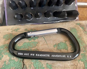 Personalised carabiner keyring, climbing gift for her him