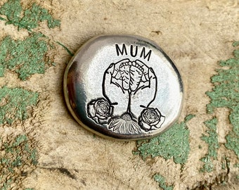 Hand Stamped Pewter Pocket Hug, Mother's Day Gift
