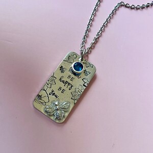 Personalised Be you pewter bee pendant Hand made necklace for women gift