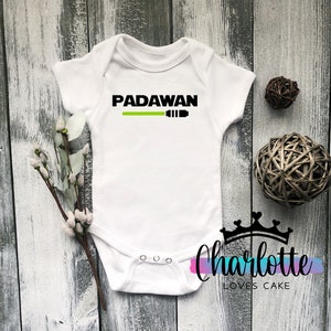 Padawan baby vest Star Wars baby gift personalised newborn baby onesie pregnancy announcement baby shower gift