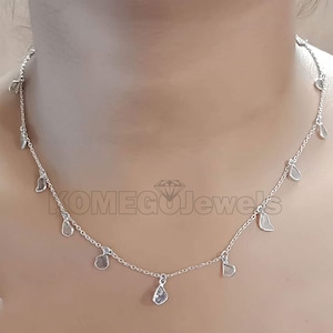 Dainty Station Diamond Necklace Natural Rose Cut Polki Diamond Necklace 925 Sterling Silver Designer Necklace Chain Wedding Anniversary Gift