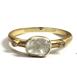 Minimalist Slice Polki diamond ring 925 sterling silver statement ring dainty Fine Victorian Diamond Ring Handmade minimalist ring for gift
