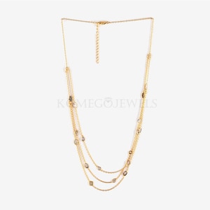 Natural Slice Polki Diamond Necklace Chain 925 Sterling Silver  Wedding Diamond Necklace Anniversary Gift For Her On sale Free Shipping