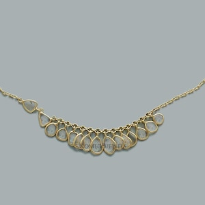 Natural Slice Polki Diamond Necklace Royal Wedding Diamond Necklace 925Sterling Silver Gold Plated Necklace Anniversary Diamond Gift For Her