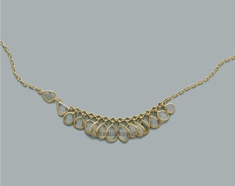 Natural Slice Polki Diamond Necklace Royal Wedding Diamond Necklace 925Sterling Silver Gold Plated Necklace Anniversary Diamond Gift For Her