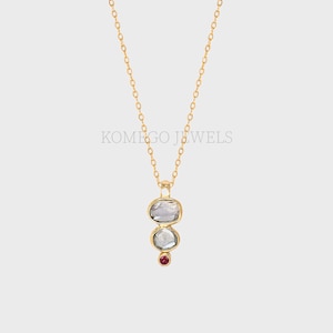 Minimalist Polki Diamond Necklace Chain Pretty Rose Cut Diamond Necklace 925 silver fine jewelry Pendant chain  anniversary birthday gift