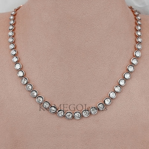 Royal Natural Polki Diamond Necklace 925 Sterling Silver Victorian Wedding Diamond Necklace Handmade Vintage Jewellery Anniversary For Gift