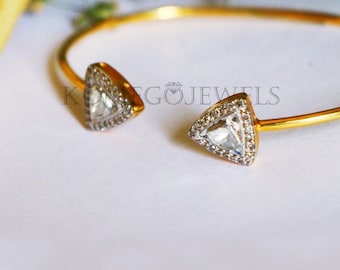 Pretty Rosecut Polki Diamond Bracelet,Victorian polki cuff Adjustable bracelet,925 silver Fine jewelry Cuff diamond bracelet Fashion jewelry
