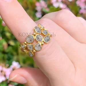 Natural Slice Polki Diamond Ring 925 Sterling Silver Diamond Band Ring Polki Ring wedding Ring Diamond  Jewelry Gift For Her