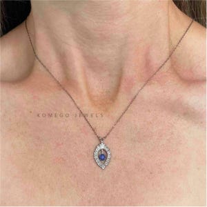 Minimalist Vintage Blue Lindy Star Necklace, 925sterling Silver Engagement Wedding Necklace Gift, Bridesmaid Gifts, Christmas gift