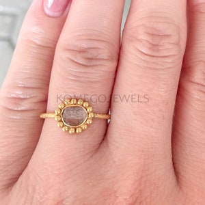 Natural Diamond Slice Ring Dainty Diamond Ring  Handmade Polki Wedding Ring  Promise Ring Diamond Fine Silver Jewellery Ring Gift For Her