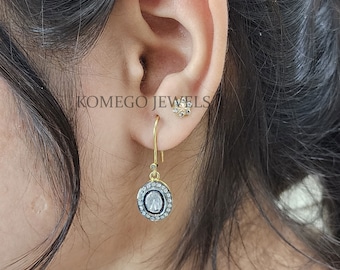 925 sterling silver polki diamond earrings Rose cut diamond earrings minimalist Dangle & drop earrings Pave diamond charm earrings for gift