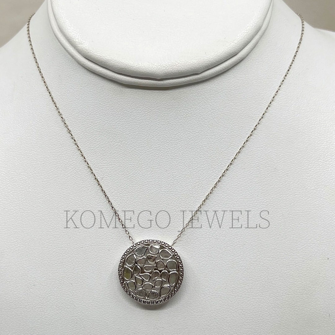 Minimalist Polki Diamond Necklace Chain Pretty Rose Cut Diamond