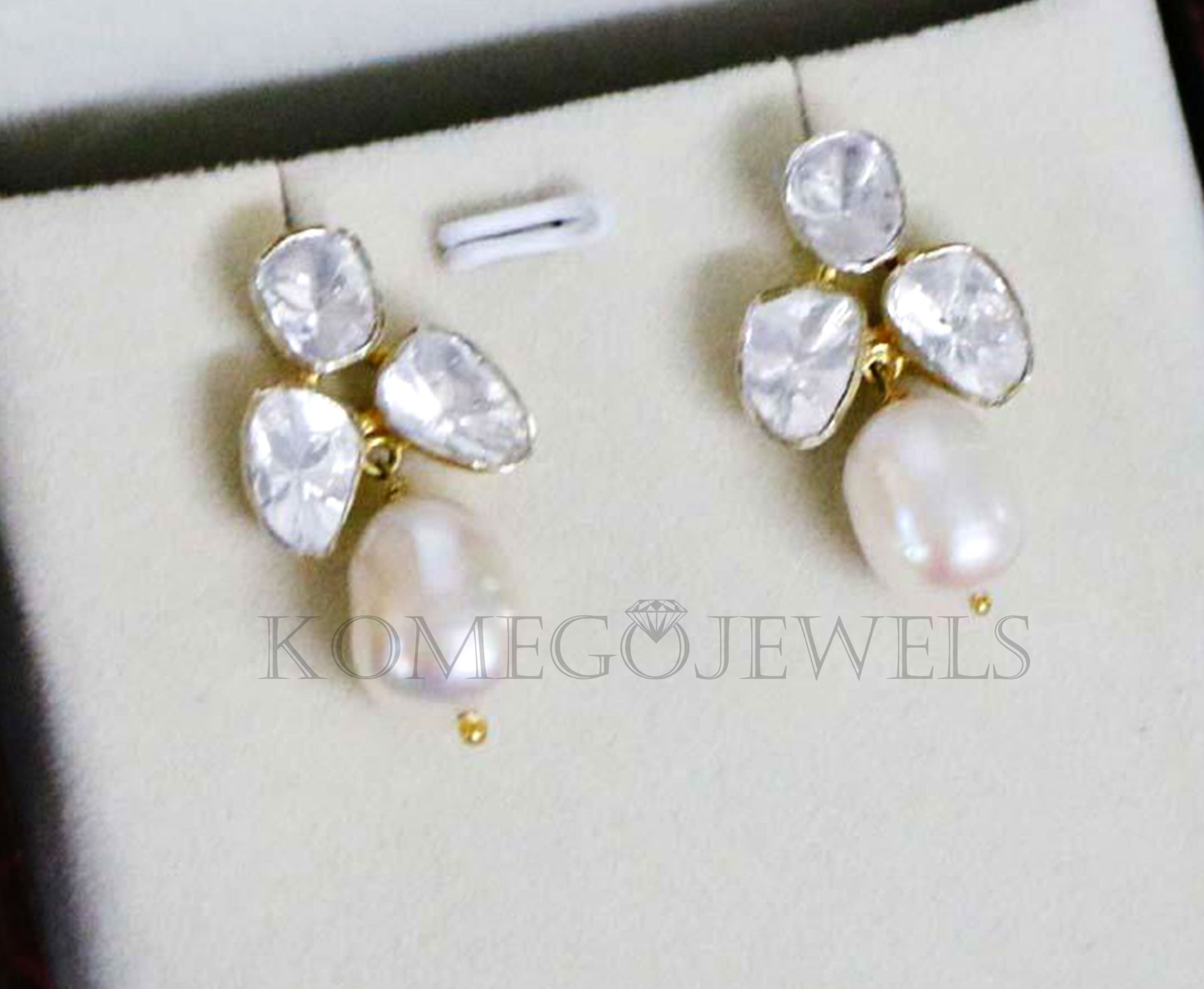 Handmade Jewelry Minimalist Pearl Earrings in Sterling Silver 925