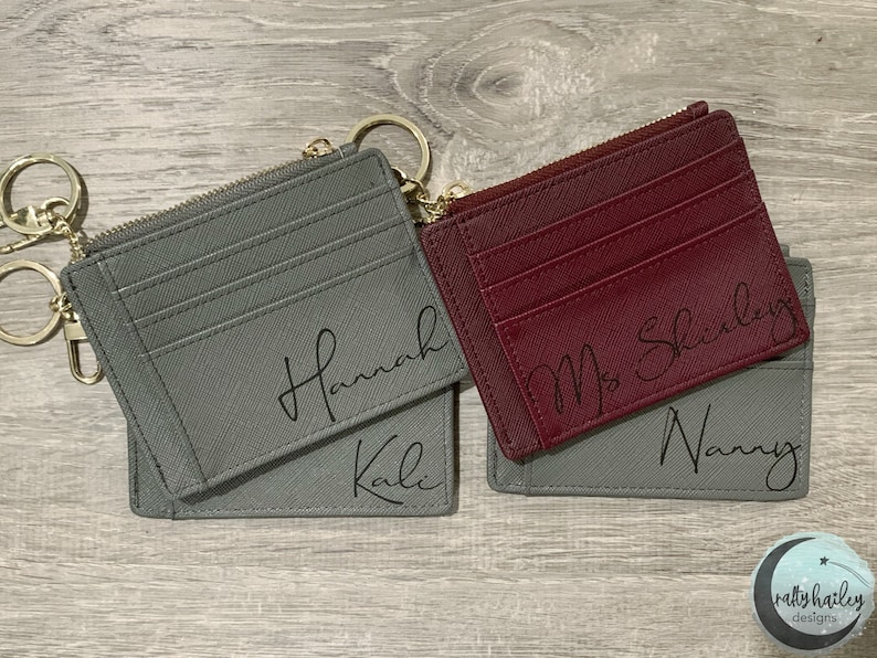 Personalized Women/'s Wallet \u2022 Leather Women/'s Wallet \u2022 Teen Gift \u2022 Custom Name Zip ID \u2022 Gift for Her \u2022 Bridemaids \u2022 Silver \u2022 Wine Girlfriend