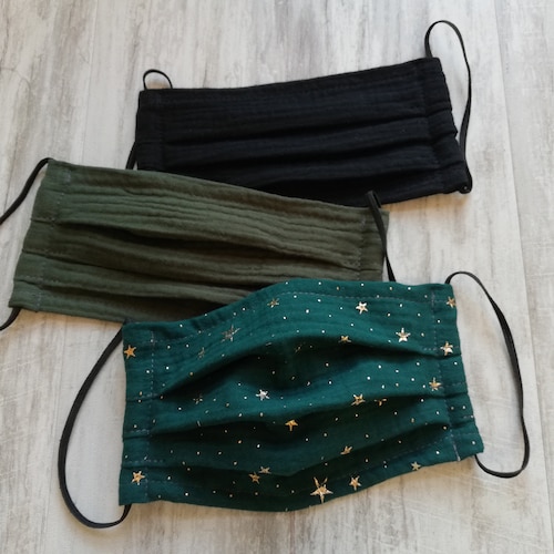 Perfect fall/winter mask Double Gauze muslin single layer Cotton Adult Face Mask Solid face mask with adjustable elastic washable reusable