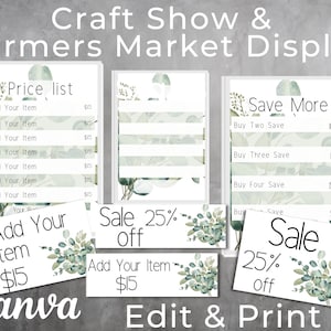 Watercolor Greenery EDITABLE Price Tags/Price Lists /Sales/MARKETING ASSETS for Craft Shows  Farmers Markets Canva Template Instant Download